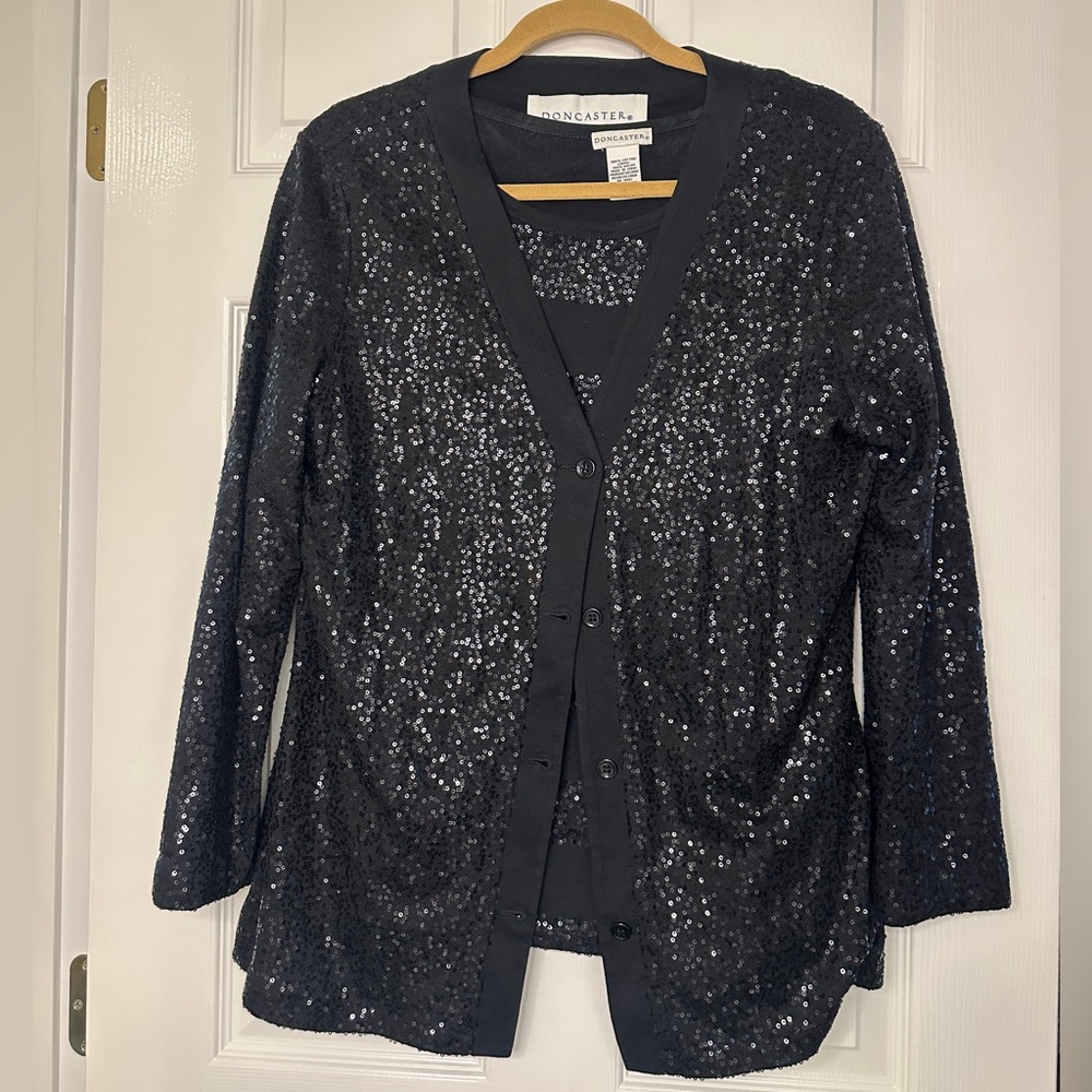 Doncaster Black Cotton Blend Sweater Set